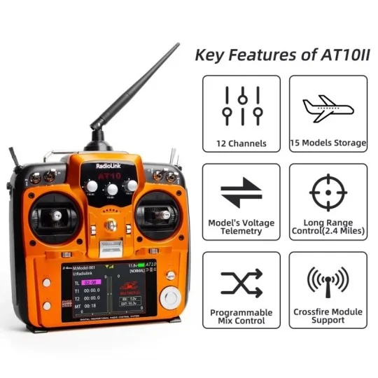 RDL-AT10II-SET-12-way AT10II 2.4Ghz Radio + R12DS + PRM-01 RadioLink
