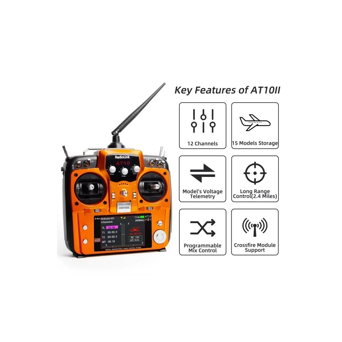 Radio AT10II 2.4Ghz 12 voies + R12DS + PRM-01 RadioLink RadioLink RDL-AT10II-SET - 4