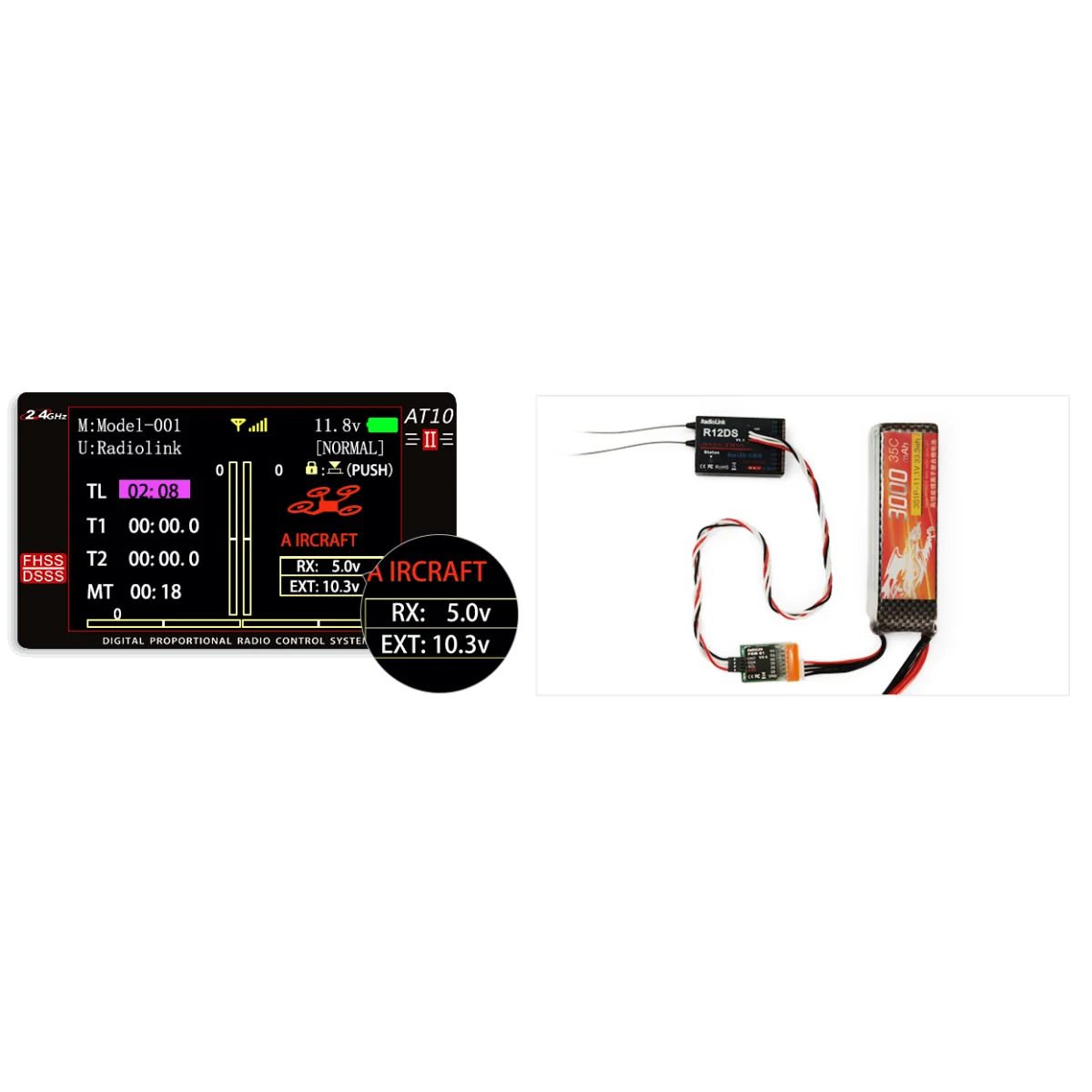 Radio AT10II  2.4Ghz 12 voies + R12DS + PRM-01 RadioLink RadioLink RDL-AT10II-SET - 5
