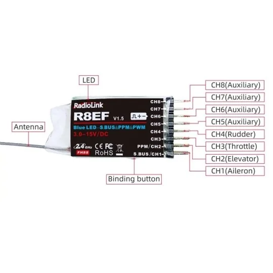 RDL-0-R8EF-Récepteur 8 voies R8EF RadioLink - RDL-0-R8EF