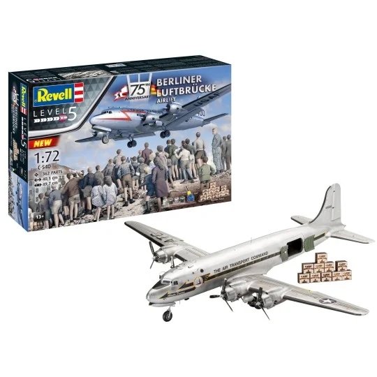 05652-Box set 75th anniv. Airlift Berlin - C-54 D Skymaster 1/72 + Revell paints - 05652