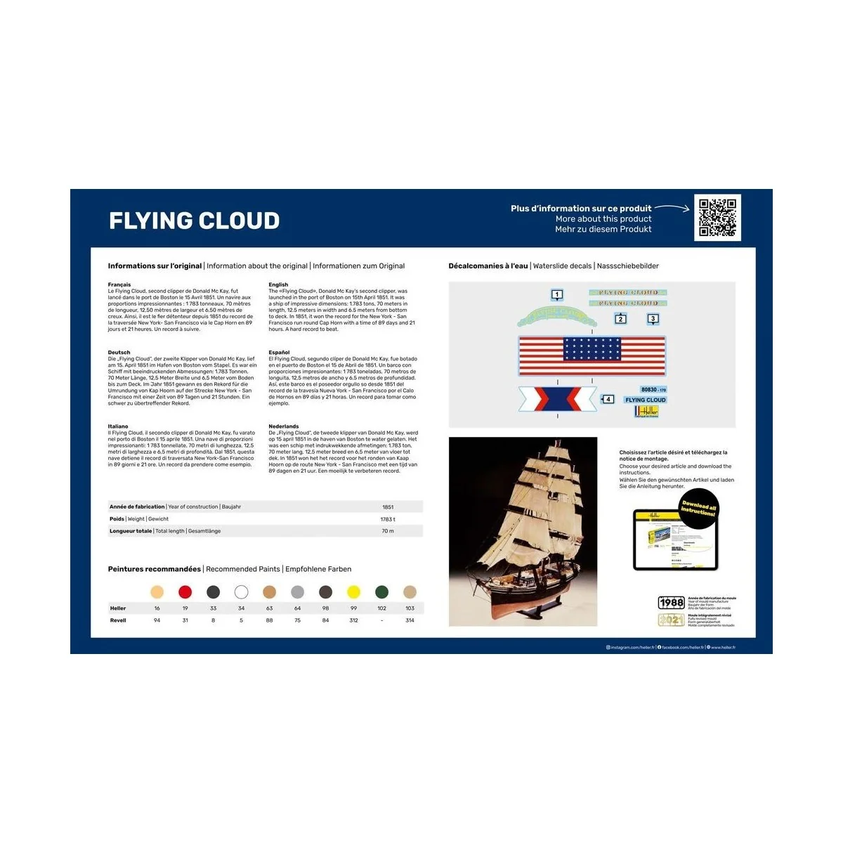 Boat Flying Cloud 1/200 Heller Heller HEL-80830 - 2