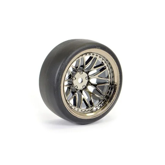 FAST1355BC-D19-Drift wheels D1 chrome black 20 spokes 26mm 1/10 (4) Fastrax - FAST1355BC-D19