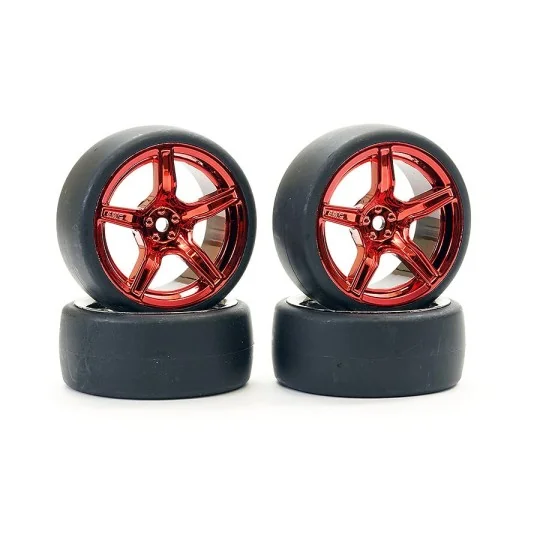 Drift wheels D1 bright red 5 spokes 26mm 1/10 (4) Fastrax Fastrax FAST1351MR-D13 - 1 FAST1351MR-D13-Drift wheels D1 bright red 5 spokes 26mm 1/10 (4) Fastrax - FAST1351MR-D13
