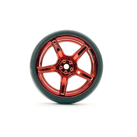 FAST1351MR-D13-Roues drift D1 rouge brillant 5 rayons 26mm 1/10 (4) Fastrax