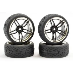 Roues piste chrome noir 10 rayons 26mm 1/10 (4) Fastrax Fastrax FAST0096BC - 1