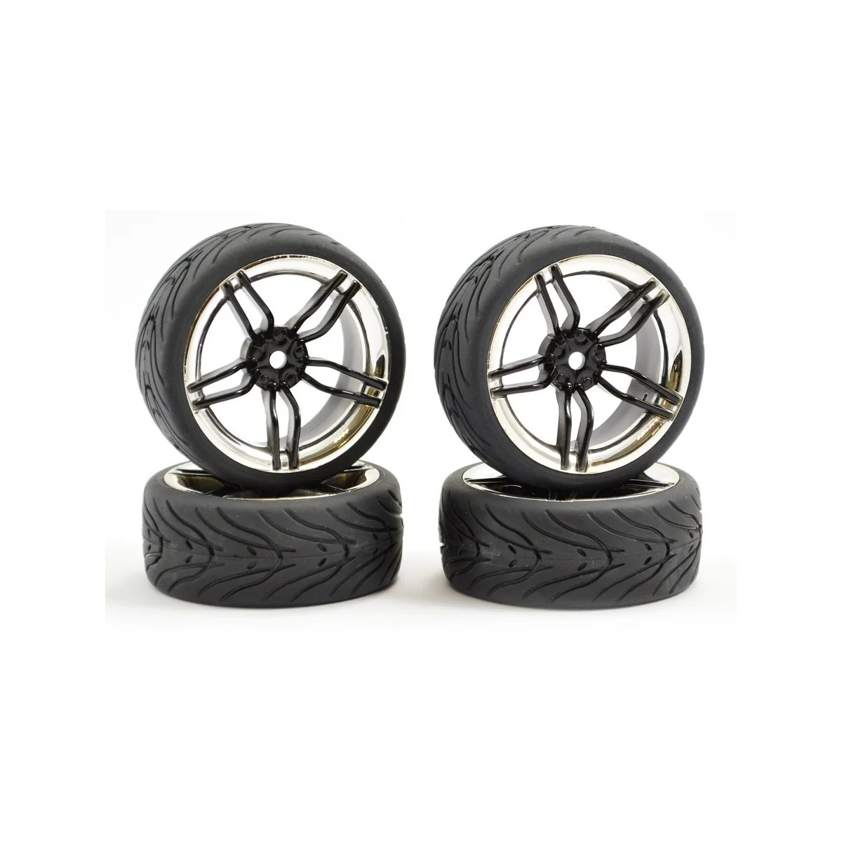 Black chrome track wheels 10 spokes 26mm 1/10 (4) Fastrax Fastrax FAST0096BC - 1