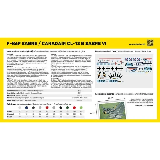HEL-56277-F-86F Sabre / Canadair CL-13 B Sabre VI 1/72 Heller + colle et peintures - HEL-56277