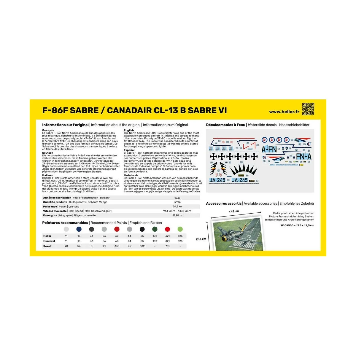 F-86F Sabre / Canadair CL-13 B Sabre VI 1/72 Heller + glue and paints Heller HEL-56277 - 3