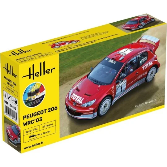 Peugeot 206 WRC 2003 1/43 Heller + colle et peintures Heller HEL-56113 - 1 HEL-56113-Peugeot 206 WRC 2003 1/43 Heller + colle et peintures - HEL-56113