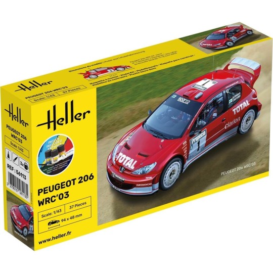 HEL-56113-Peugeot 206 WRC 2003 1/43 Heller + glue and paints - HEL-56113