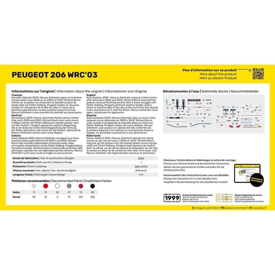 HEL-56113-Peugeot 206 WRC 2003 1/43 Heller + glue and paints