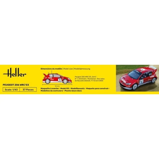 HEL-56113-Peugeot 206 WRC 2003 1/43 Heller + glue and paints - HEL-56113