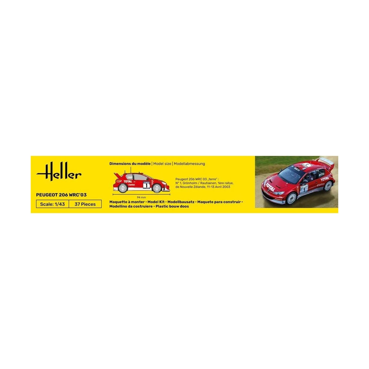 Peugeot 206 WRC 2003 1/43 Heller + glue and paints Heller HEL-56113 - 3