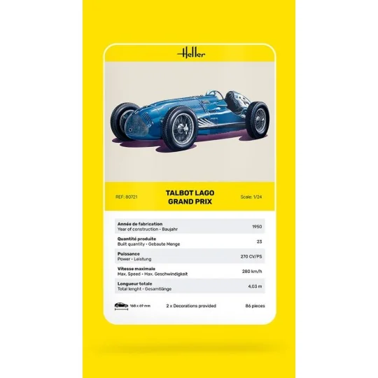HEL-80721-Talbot Lago Grand Prix 1/24 Heller - HEL-80721