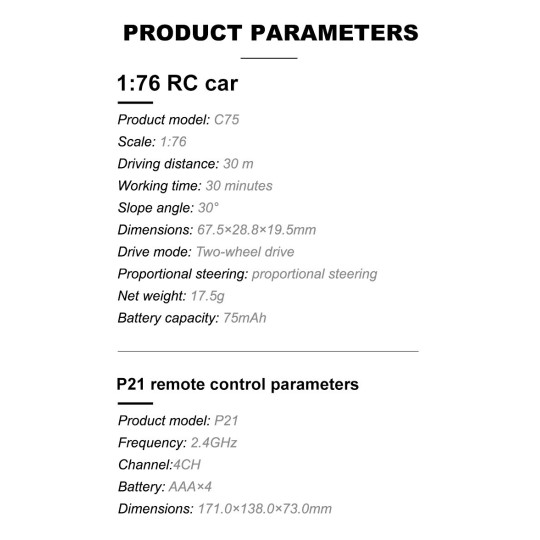 TB-C75-XX-Micro Muscle Car 1/76 RTR Turbo Racing