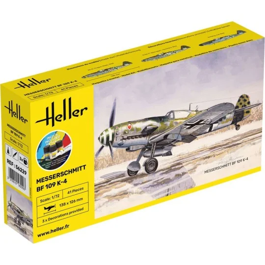 Messerschmitt BF 109 K-4 1/72 Heller + colle et peintures Heller HEL-56229 - 1 HEL-56229-Messerschmitt BF 109 K-4 1/72 Heller + colle et peintures - HEL-56229