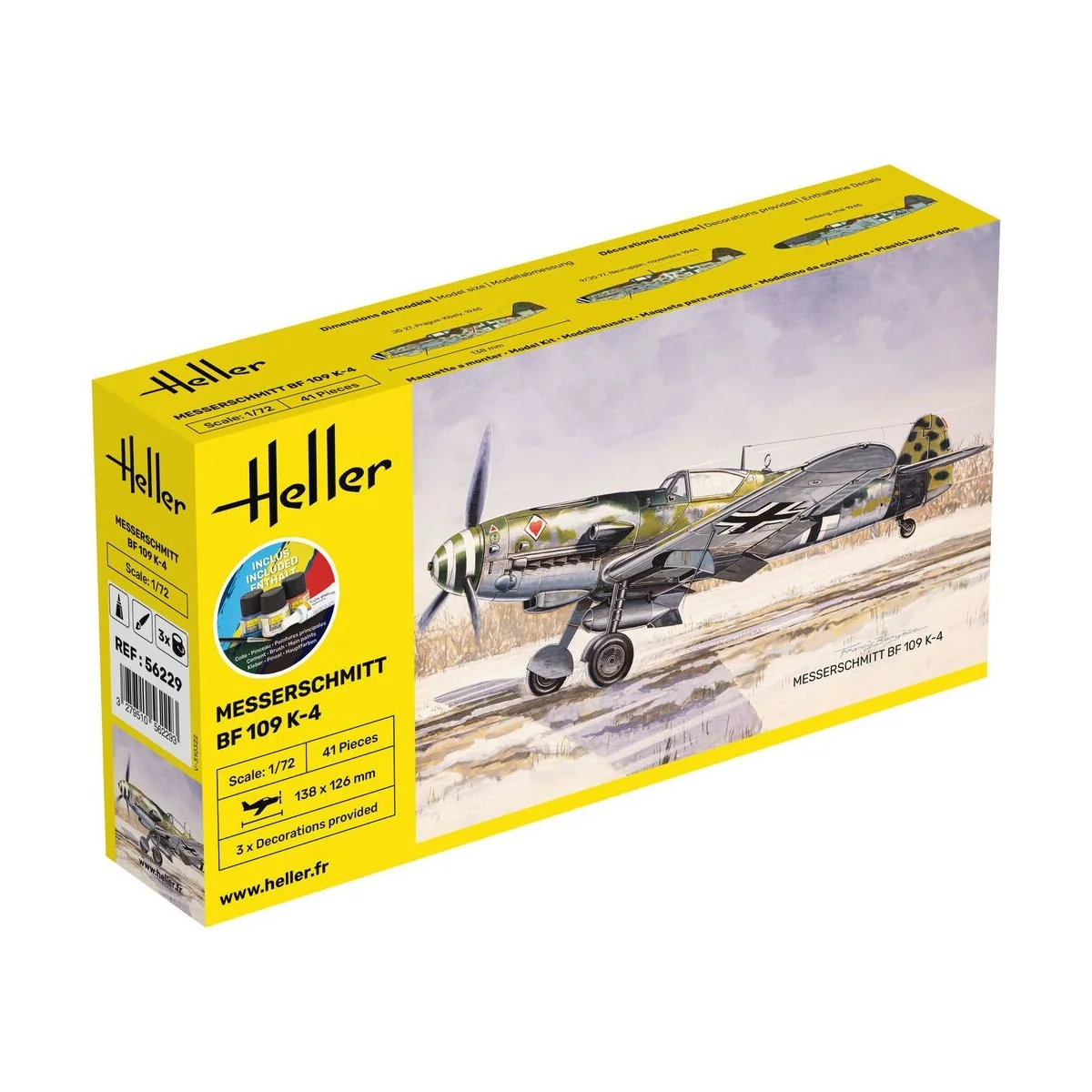 Messerschmitt BF 109 K-4 1/72 Heller + colle et peintures Heller HEL-56229 - 1 Messerschmitt BF 109 K-4 1/72 Heller + colle et peintures Heller HEL-56229 - 1