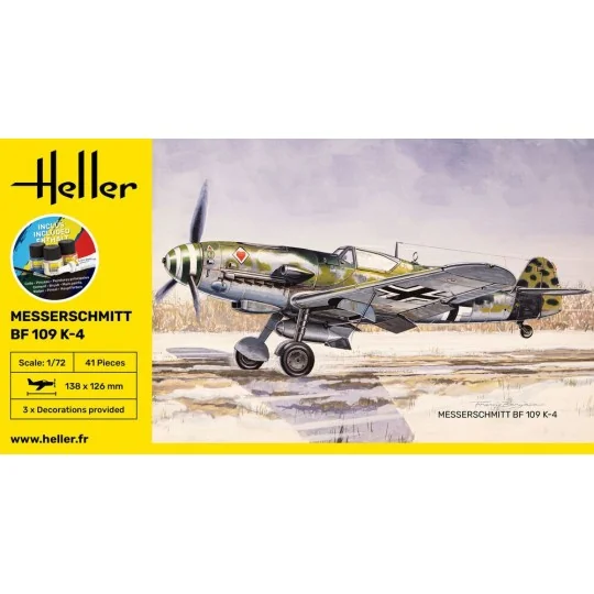 Messerschmitt BF 109 K-4 1/72 Heller + colle et peintures Heller HEL-56229 - 2 HEL-56229-Messerschmitt BF 109 K-4 1/72 Heller + colle et peintures - HEL-56229