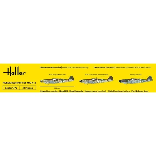 Messerschmitt BF 109 K-4 1/72 Heller + colle et peintures Heller HEL-56229 - 3 HEL-56229-Messerschmitt BF 109 K-4 1/72 Heller + colle et peintures - HEL-56229