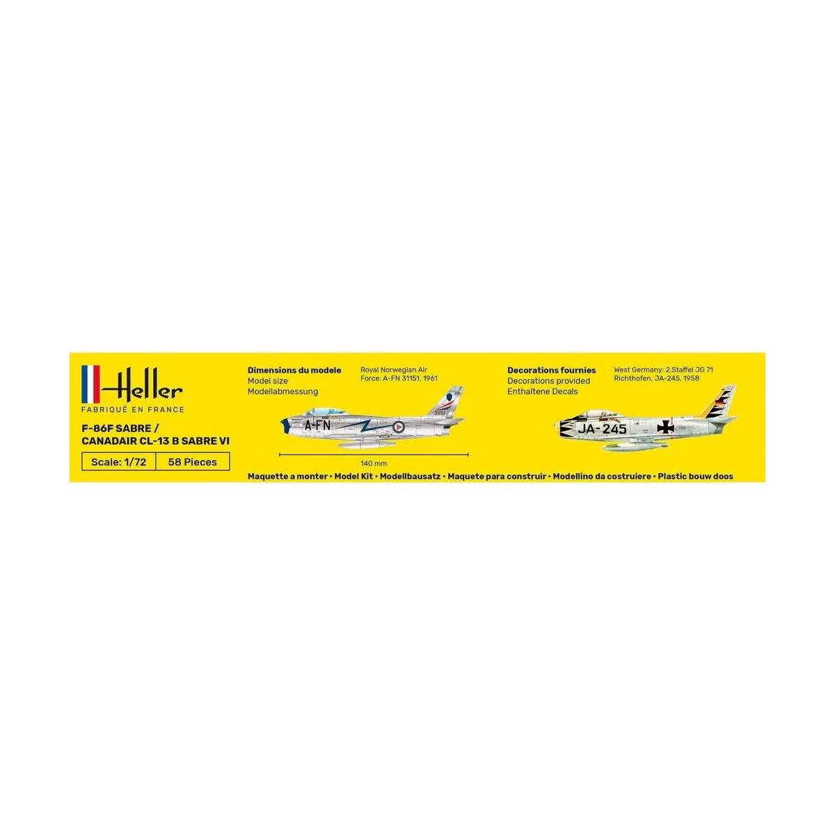 F-86F Sabre / Canadair CL-13 B Sabre VI 1/72 Heller Heller HEL-80277 - 3 F-86F Sabre / Canadair CL-13 B Sabre VI 1/72 Heller Heller HEL-80277 - 3