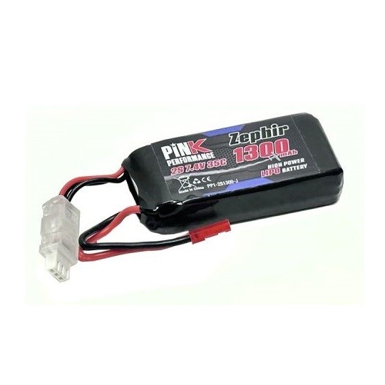 PP1-2S1300-J-Li-Po 1300mAh 35C 2S 7.4V (JST) Pink Performance