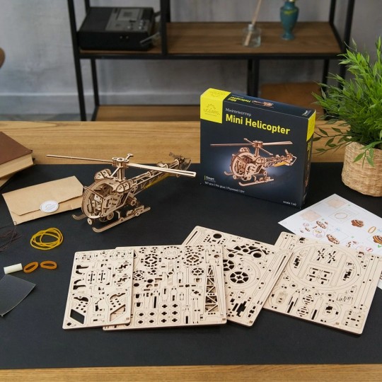 UG-70225-Mini hélicoptère Puzzle 3D bois UGEARS