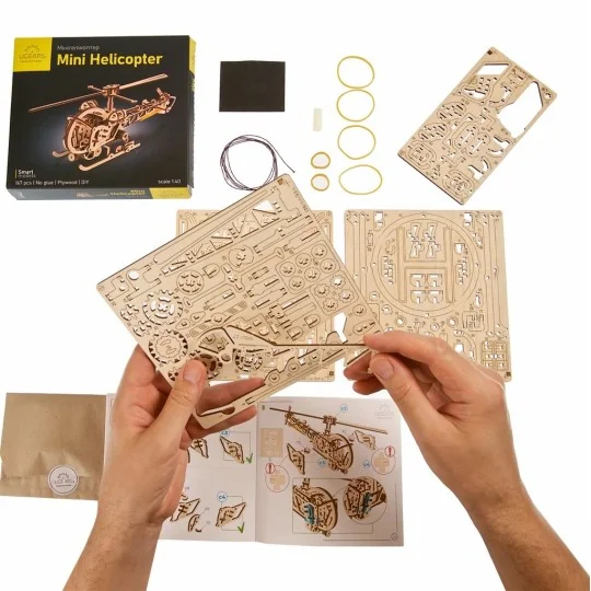 UG-70225-Mini hélicoptère Puzzle 3D bois UGEARS