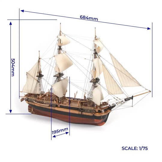 12009-Boat HMS Erebus 1/75 wood construction kit OcCre