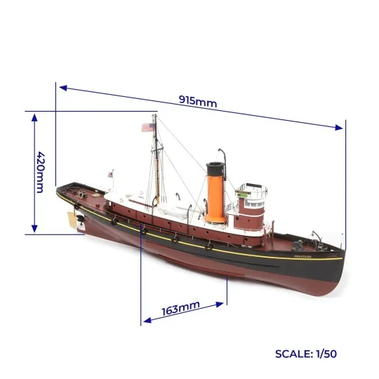 61002-Tug boat Hercules RC 1/50 wood construction kit OcCre