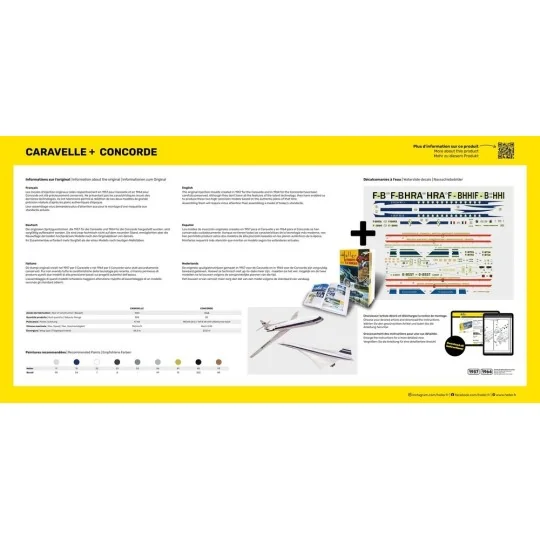 HEL-50333-Caravelle + Concorde 1/72 Heller model aircraft