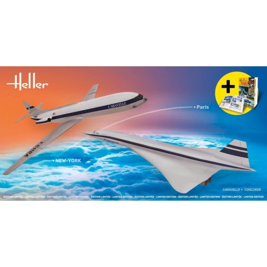 HEL-50333-Avions maquette Caravelle + Concorde 1/72 Heller