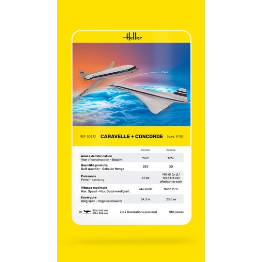 HEL-50333-Caravelle + Concorde 1/72 Heller model aircraft