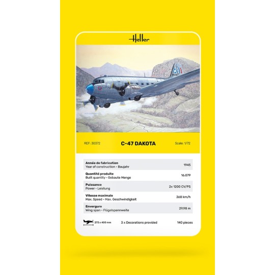 Douglas C-47 Dakota 1/72 Heller Heller HEL-30372 - 5 HEL-30372-Douglas C-47 Dakota 1/72 Heller - HEL-30372