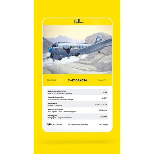Douglas C-47 Dakota 1/72 Heller Heller HEL-30372 - 5 HEL-30372-Douglas C-47 Dakota 1/72 Heller - HEL-30372