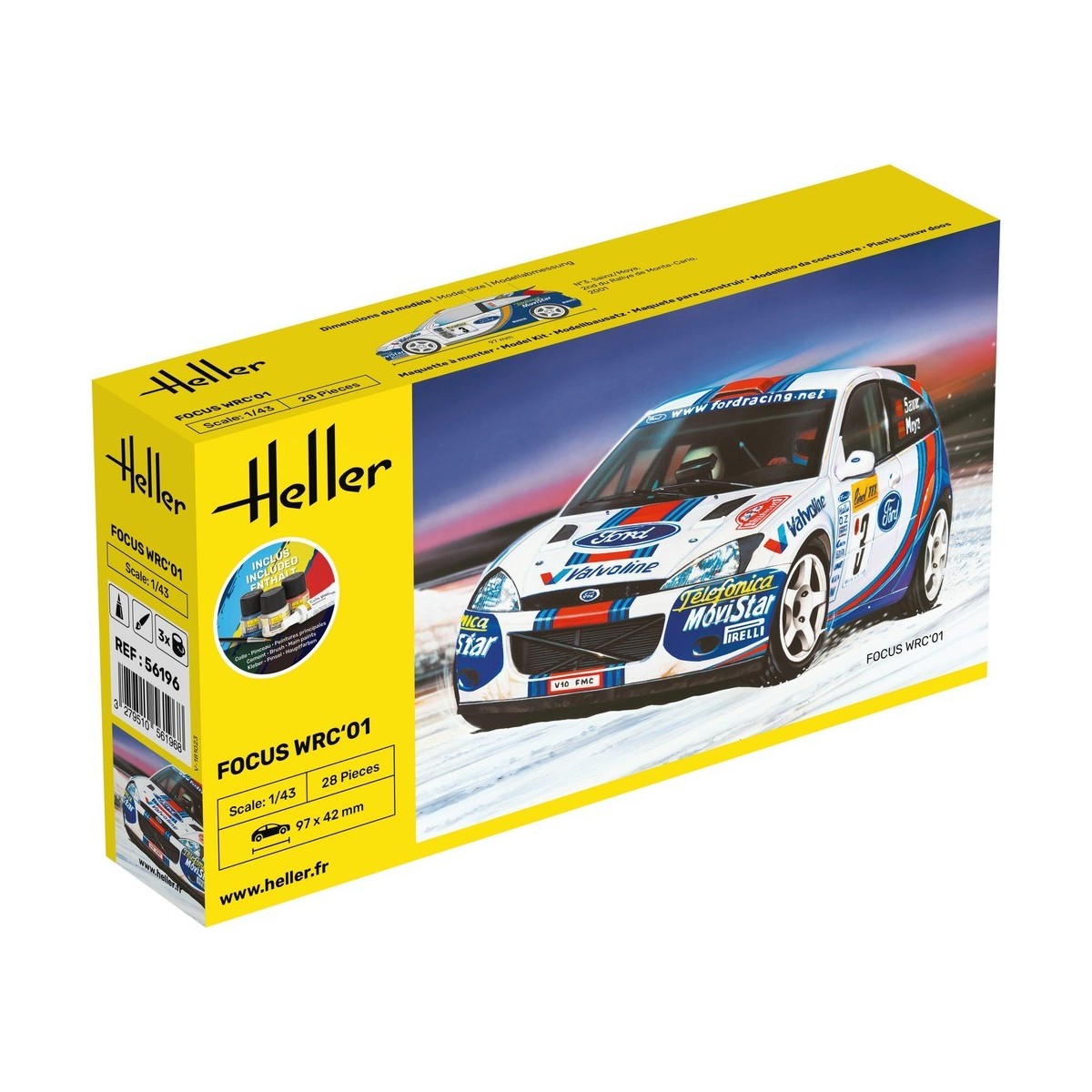 Ford FOCUS WRC 2001 1/43 Heller + glue and paints Heller HEL-56196 - 1 Ford FOCUS WRC 2001 1/43 Heller + glue and paints Heller HEL-56196 - 1