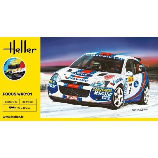 HEL-56196-Ford FOCUS WRC 2001 1/43 Heller + colle et peintures - HEL-56196