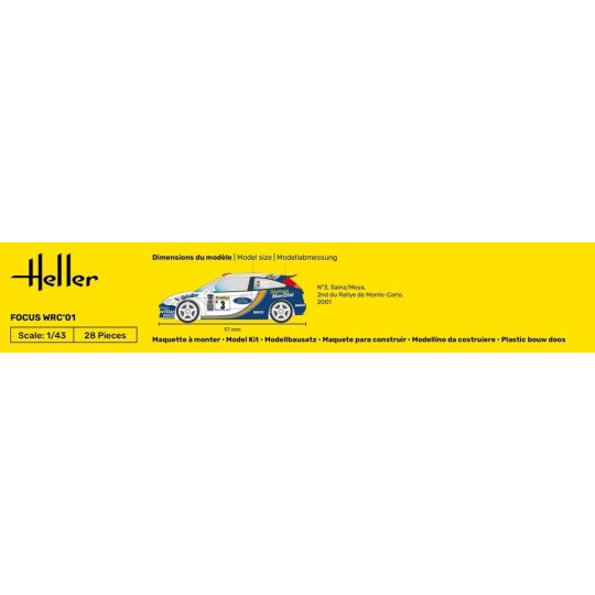 Ford FOCUS WRC 2001 1/43 Heller + glue and paints Heller HEL-56196 - 3 HEL-56196-Ford FOCUS WRC 2001 1/43 Heller + glue and paints - HEL-56196