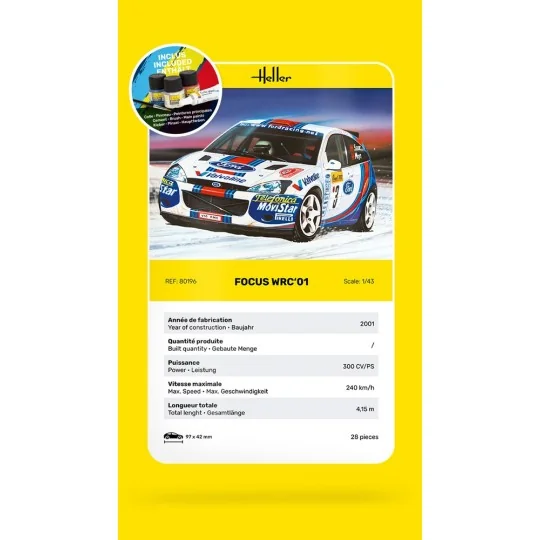 HEL-56196-Ford FOCUS WRC 2001 1/43 Heller + glue and paints - HEL-56196