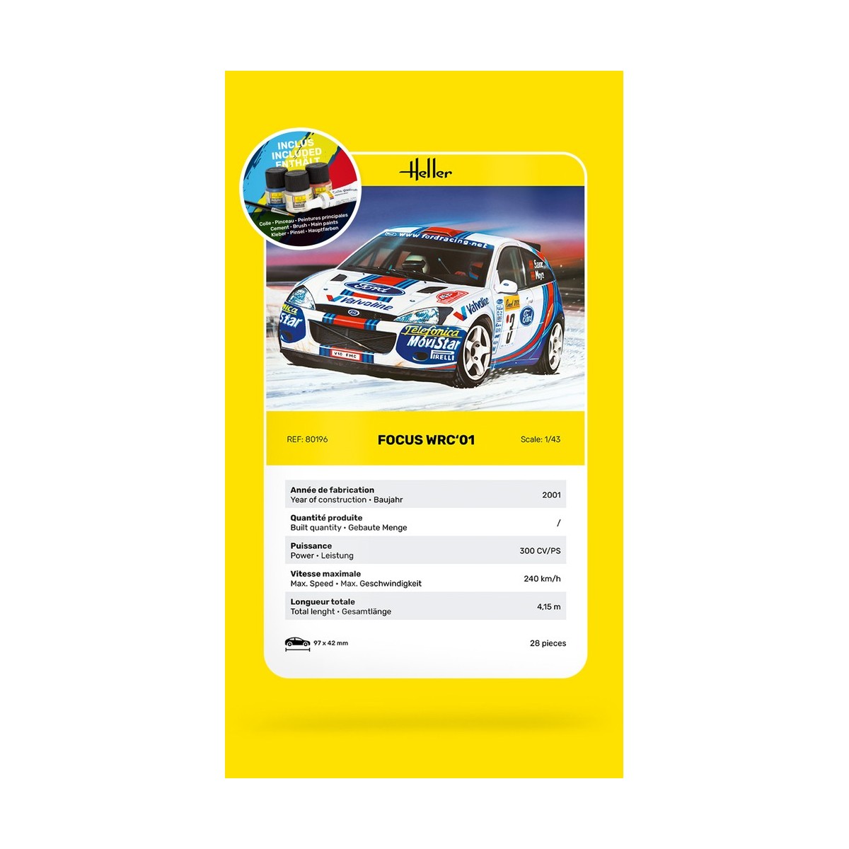 Ford FOCUS WRC 2001 1/43 Heller + colle et peintures Heller HEL-56196 - 4