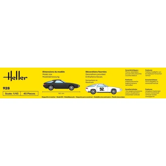 HEL-56149-Porsche 928 1/43 Heller + colle et peintures - HEL-56149