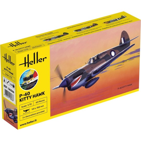 P-40 Kitty Hawk 1/72 Heller + Glue & Paints Heller HEL-56266 - 1 HEL-56266-P-40 Kitty Hawk 1/72 Heller + Glue & Paints - HEL-56266
