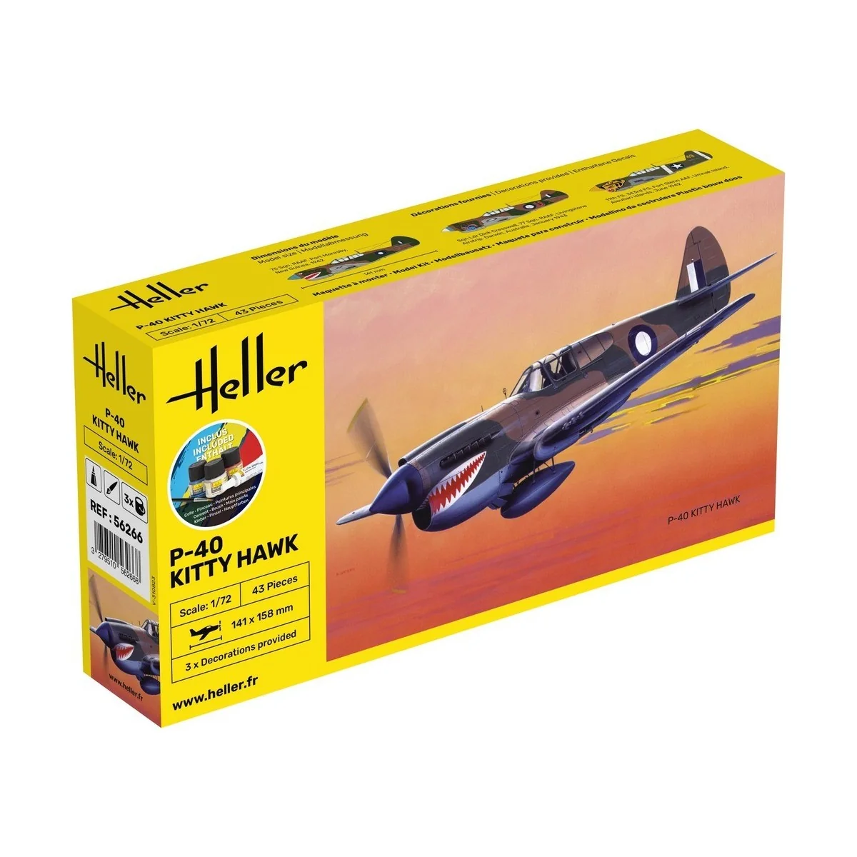 P-40 Kitty Hawk 1/72 Heller + colle et peintures Heller HEL-56266 - 1
