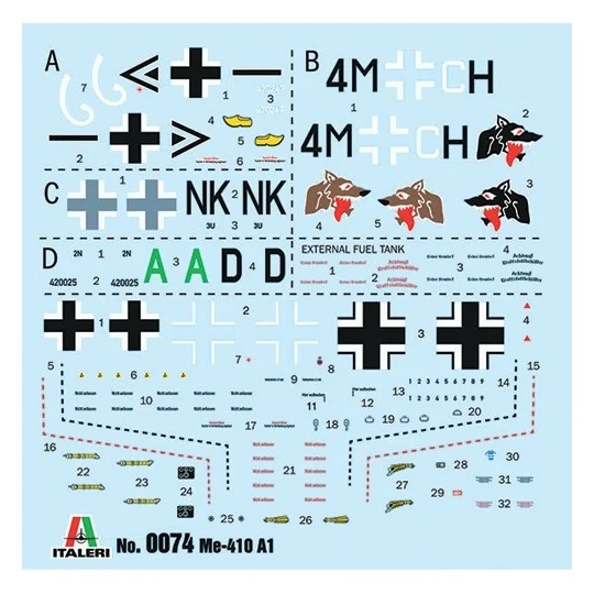 I074-Avion Messerschmitt Me410A-1 Hornisse 1/72 Italeri