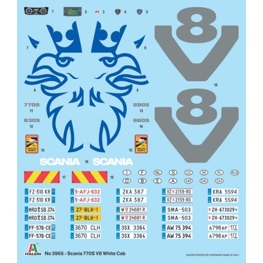 I3965-Scania 770S V8 White Cab 1/24 Italeri Truck