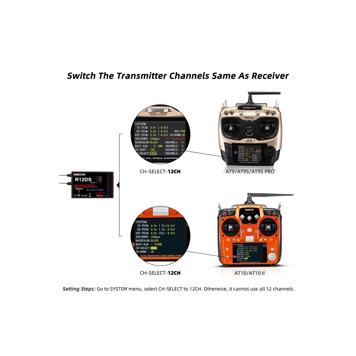 RadioLink R12DS 12-Channel Aero Receiver RadioLink RDL-0-R12DS - 4 RadioLink R12DS 12-Channel Aero Receiver RadioLink RDL-0-R12DS - 4