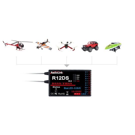 RDL-0-R12DS-Récepteur aéro 12 voies R12DS RadioLink