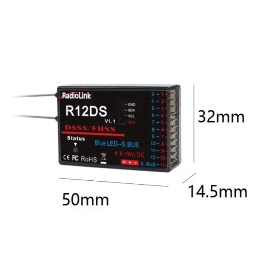 RDL-0-R12DS-Récepteur aéro 12 voies R12DS RadioLink - RDL-0-R12DS