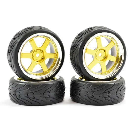6-spoke 26mm 1/10 chrome gold track wheels (4) Fastrax Fastrax FAST0087GC - 1 FAST0087GC-6-spoke 26mm 1/10 chrome gold track wheels (4) Fastrax - FAST0087GC