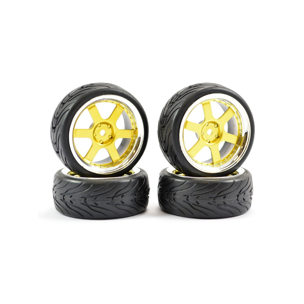 Roues piste chrome or 6 rayons 26mm 1/10 (4) Fastrax Fastrax FAST0087GC - 1